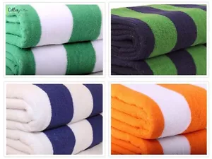 Large beach towels 100% EGYPTIAN COTTON - ORANGE/BLUE/GREEN - Picture 1 of 7