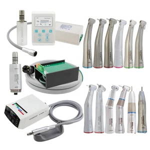 Dental Electric Motor Handpiece Brushless LED 1:5 20:1 Contra Angle Fiber Optic - Picture 1 of 167