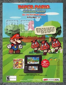 Pegatina Paper Mario Star Nintendo 3DS - Anuncio impreso Arte original 7,75x10,50 - Imagen 1 de 1