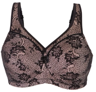Glamorise MAGIC LIFT Bra 48DD ~ All Over Lace Overlay ~ (LEOTARD BACK) Black NEW - Image 1 of 4