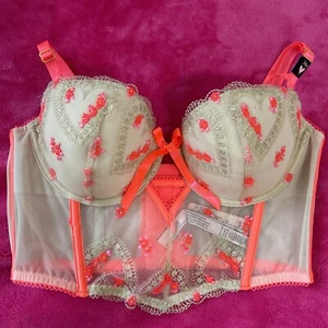 VICTORIAS SECRET DREAM ANGELS LIGHTLY LINED HEART EMBROIDERY CORSET BRA 34D - Picture 1 of 18