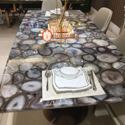Smoky Agate Stone Dining Table Top, Handmade Counter Table Top, Home Decors Tops - Image 1 of 2