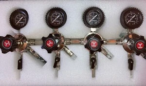 NEW Kegco 3PLHU5S-4 Secondary Regulator, Four Product, Chrome - Picture 1 of 1