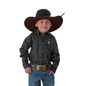 Cinch Toddler Boy's Circle Print Navy Button Down Shirt MTW7061363 - Picture 1 of 5
