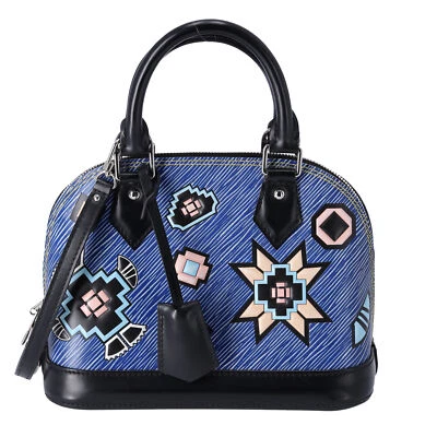 Bolso Bandolera Louis Vuitton Azul Denim Azteca Cuero Epi Alma BB Pequeño Cúpula Foto 1 de 4