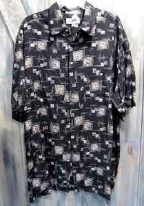 CAMPI MODA XLT Mens Shirt Black Pattern Short Sleeve  NWOT - Picture 1 of 4