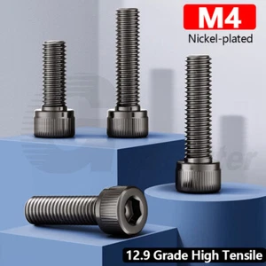 M4 Allen Key Bolt Socket Cap Screw 12.9 High Tensile DIN 912 Nickel-plated Black - Picture 1 of 23