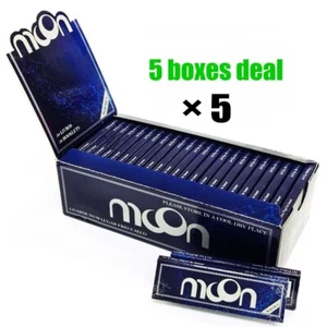 MOON 5 Box 250 Booklets Blue Rice Rolling Papers 1.0" 70 mm Cigarette Tobacco - Picture 1 of 5