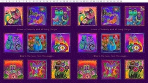 Laurel Burch***FANTASTICATS*** Y4339-28M~ PANEL - Insgesamt 18 Quadrate - Bild 1 von 2