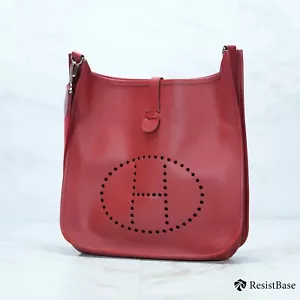 Hermes Epsom Evelyne I PM Rouge Shoulder Bag Perforated Logo Detachable Strap A - Picture 1 of 24