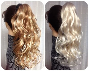 YVONNE NATURAL COLLECTION Clip-on WAVY Ponytail Hairpiece BLONDE RED BROWN BLACK - Picture 1 of 6