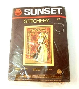 VTG NEW 80's Needlepoint Kit Sunset Stitchery Brwon Country Quilt fits in a 5x7 - Picture 1 of 2