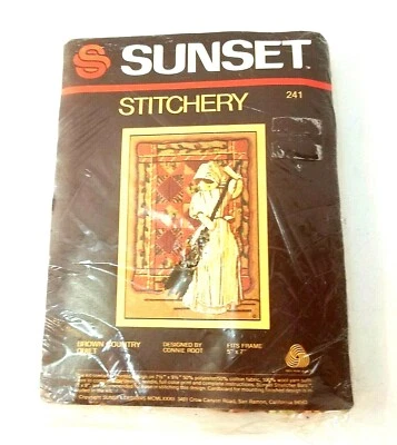 VTG NEW 80's Needlepoint Kit Sunset Stitchery Brwon Country Quilt fits in a 5x7 - Image 1 of 2