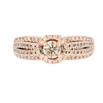 .82ctw Light Brown Diamond with Halo Statement Ring 14k Rose Gold Size 8 - Image 1 of 4