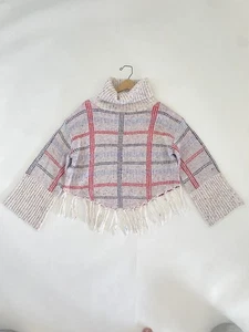 Angie Sweater S Pullover Boxy Knit Stripes Ivory Turtle Neck Bohemian Dot Stripe - Picture 1 of 8