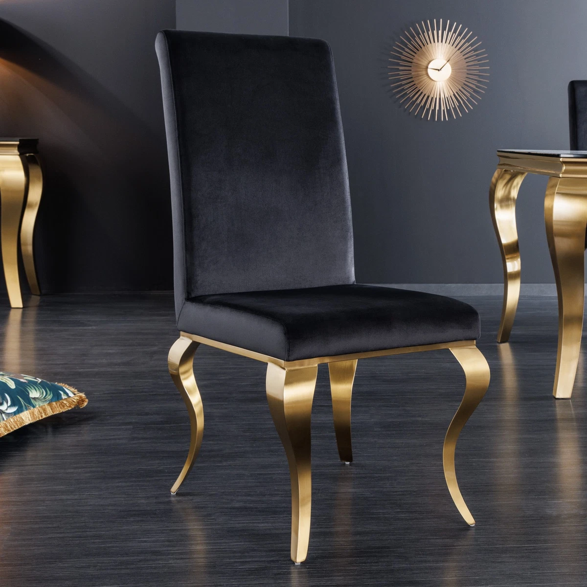 Barock-Stuhl 'Luis' - Gold & Roter Samtstoff, 94 Cm Hoch, Für Stilvolles Wohnen & Geschäftsräume