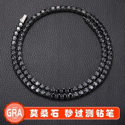 Cadena de tenis VVS negra moissanita S925 plata circón de una fila Foto 1 de 4