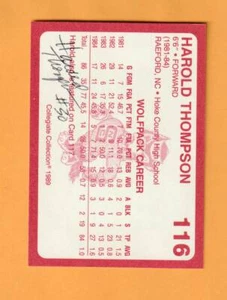 Tarjeta firmada por Harold Thompson N.C. State Wolfpack AUTO #116 Raeford NC 3C - Imagen 1 de 2