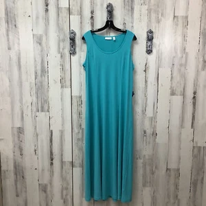 Susan Graver Size Large Solid Aqua Blue Women's Maxi Dress - Picture 1 of 2