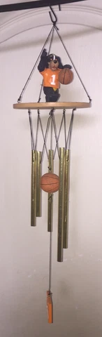 TENNESSEE VOLUNTEERS Basketball Mascot Dog Wind Chime NICE SOUND Resin Brass 24" Cover