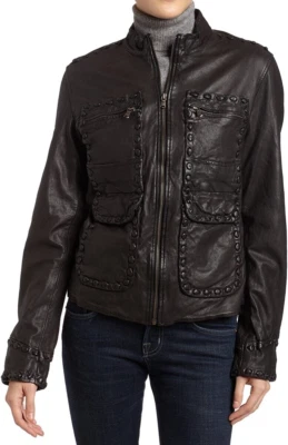 全新带标签 What Goes Around Comes Around Beatriz 皮革夹克 尺寸 S — 第 1/2 张图片