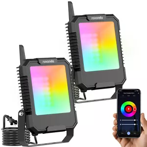 Novostella 25W/50W Smart LED Flood Light ×2,Outdoor Spotlights Garden,Yard,Stage - Picture 1 of 11