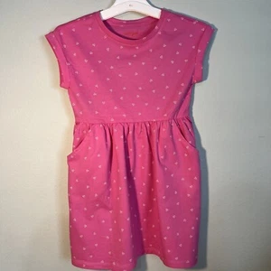 Cat & Jack Girls Size S 6- 6X Short Sleeve Dress Pockets Hearts Pink/White NWT - Picture 1 of 5