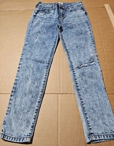 RSO Distressed Girlfriend Jeans Girls Size 7Y 23x22 High Rise Acid Wash Denim - Picture 1 of 11
