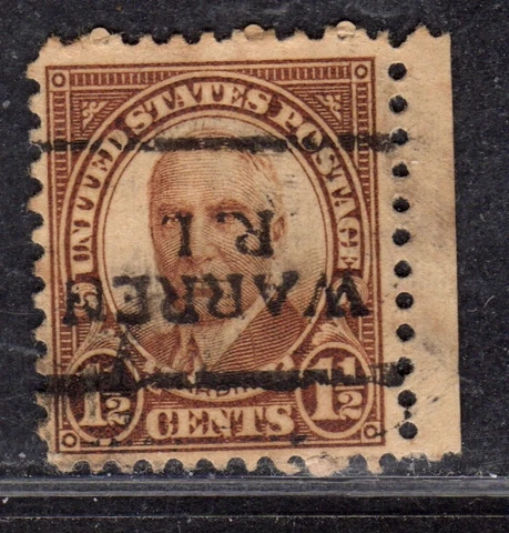 Perfectly Flawed Inverted Precancel Error 1922 1 1/2c SN 684 Used WARREN R.I Cover