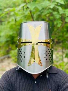 Templer Kreuzritter Ritter Helm ~ Mittelalter großer Helm, Larp und Cosplay Helm, Ha - Bild 1 von 6