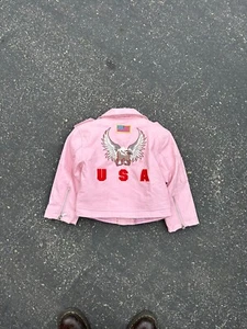 Outdoor Habitat Child's Pink Motorcycle Biker Jacket Embroidered Size 5T - Picture 1 of 18