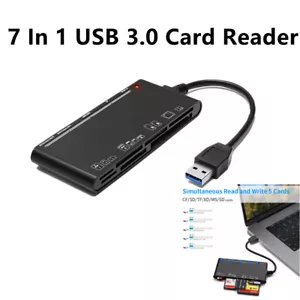 7-In-1 USB 3.0 Memory Card Reader High-Speed Adapter for Micro SD SDXC CF SDHC F - Picture 1 of 11