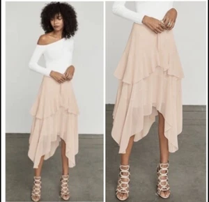NWT BCBG MAXAZRIA ASYMMETRICAL HEN CHIFFON RUFFLE SKIRT SZ M - Picture 1 of 11