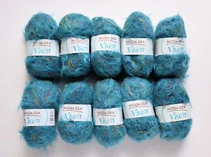 10 Moda Dea VIXEN Yarns: Color# 3874 Blue Me Away 100% Nylon Fluffy/Novelty yarn - Picture 1 of 6