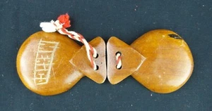Vintage Set handgeschnitzte und lackierte Holz Kastagnetten Klacker aus Mexiko - Bild 1 von 3
