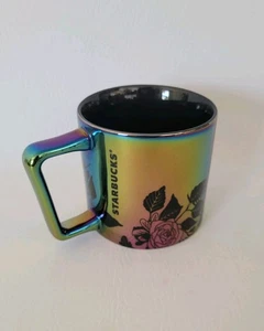 Neu 2020 Starbucks irisierende Keramik Regenbogen schwarze Rose Rosen Blumen Becher 14oz - Bild 1 von 9