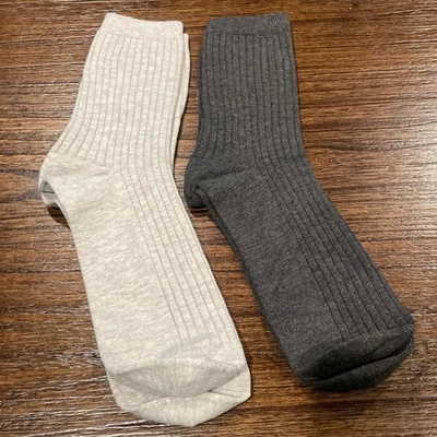 全新 J.Crew 女式 2 件套 灰色罗纹短靴裤袜 CD386 — 第 1/4 张图片