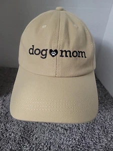 Dog Mom Embroidered Baseball Cap Khaki Brown Adjustable Hat - Picture 1 of 5