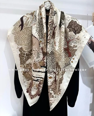 Sallys 70% Cachemira 30% Seda Jacquard Envolvente Bufanda Estampado Árboles 2 Caras Chal 43" Foto 1 de 4