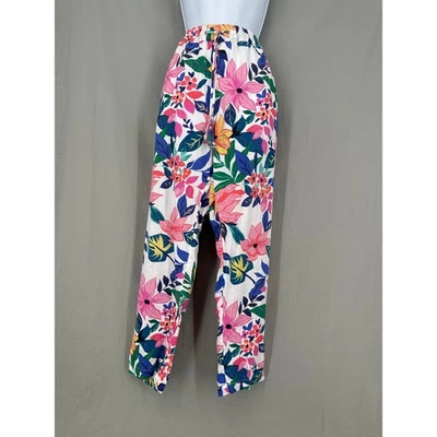 CC California Pants Womens Medium Colorful Floral Linen Cottage Boho Tropical - Image 1 of 4
