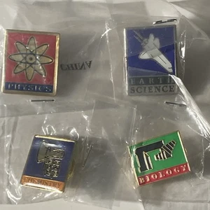 Vintage 1999 Teachers Discovery Enamel Education Pins Class Subjects STEM 4 Pcs - Picture 1 of 17
