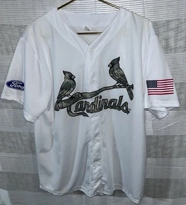 St Louis Cardinals Cards Button Baseball Jersey Camo Logo Flag Ford Men's XL - Picture 1 of 3
