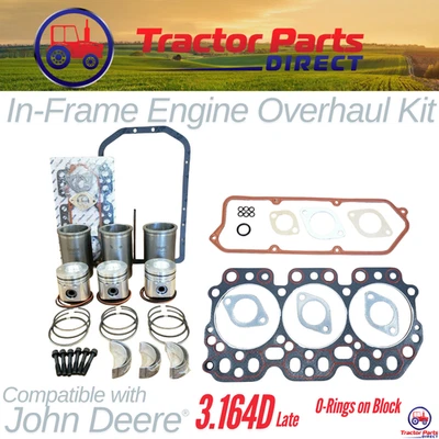 KIT DE REVISIÓN DE MOTOR BASTIDOR comp con John Deere® 3.164D 2040 350B 350C 350D TARDE Foto 1 de 3