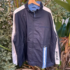 Vintage 2000s Nike Windbreaker Jacket Navy White Zip Up XXL - Picture 1 of 5