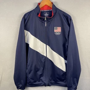 Team USA Olympics Jacket Mens Large Blue Full Zip Warmup Pockets Performance - Picture 1 of 8