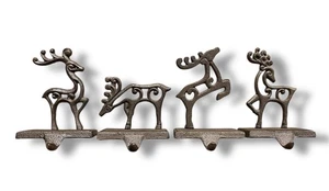 Medias de Navidad (4) Perchas Ciervos Reno Metal Fundido con Acabado Bronce - Imagen 1 de 3