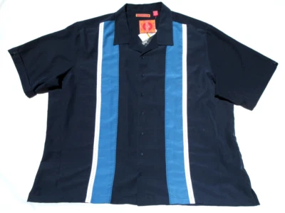 NUEVO CON ETIQUETAS HAVANERA Camisa Cubana Buttondown Manga Corta Azul Marino Para Hombres 4XL Grande Alta Nueva Foto 1 de 4