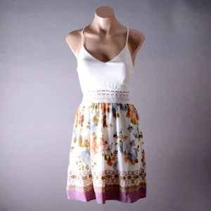 Floral Crochet Lace Waistband Summer Cami Sleeveless Beach Sundress Mini Dress - Picture 1 of 8