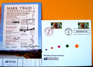 MARK TWAIN STAMP 1st DAY OF ISSUE SIGNED CEREMONY PROGRAM JUNE 25, 2011 - Picture 1 of 2
