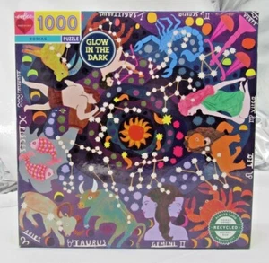 Horóscopo del Zodíaco 1008 Pieza Puzzle Eeboo 25 inx25 en Resplandor en la Oscuridad Nuevo - Imagen 1 de 7